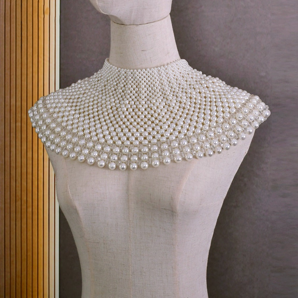 Bridal Shoulder Necklace Fashion Body Chain Pearls Beaded Women Layered Choker Wedding Accessories